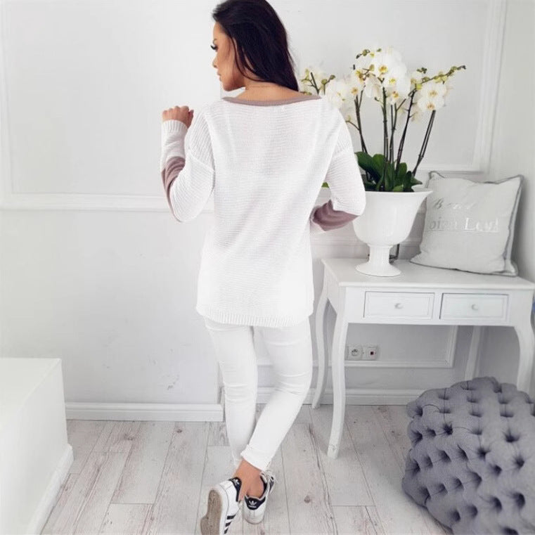 Femmes Pull en tricot à la mode avec design géométrique et manches volumineuses Chic und Stil