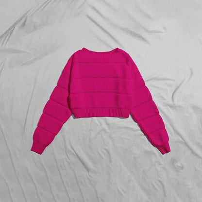Dames pull-over en tricot tendance avec une texture en côtes et une coupe courte Chic und Stil