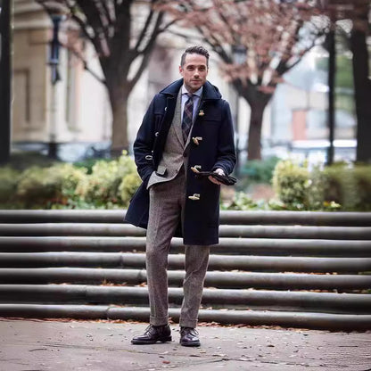 Men’s Wool Duffle Coat mit Classic Cut & Wooden Buttons | Chic und Stil