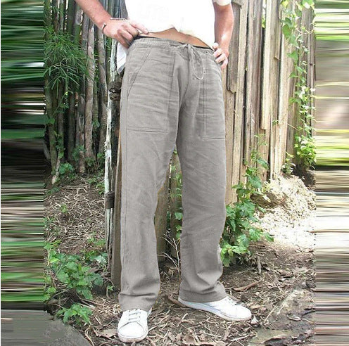 Washed linen pants for men with multiple pockets Chic und Stil