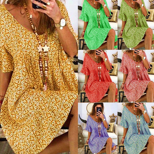 Robe décontractée pour femmes avec des manches volumineuses et un décolleté en V profond Chic und Stil