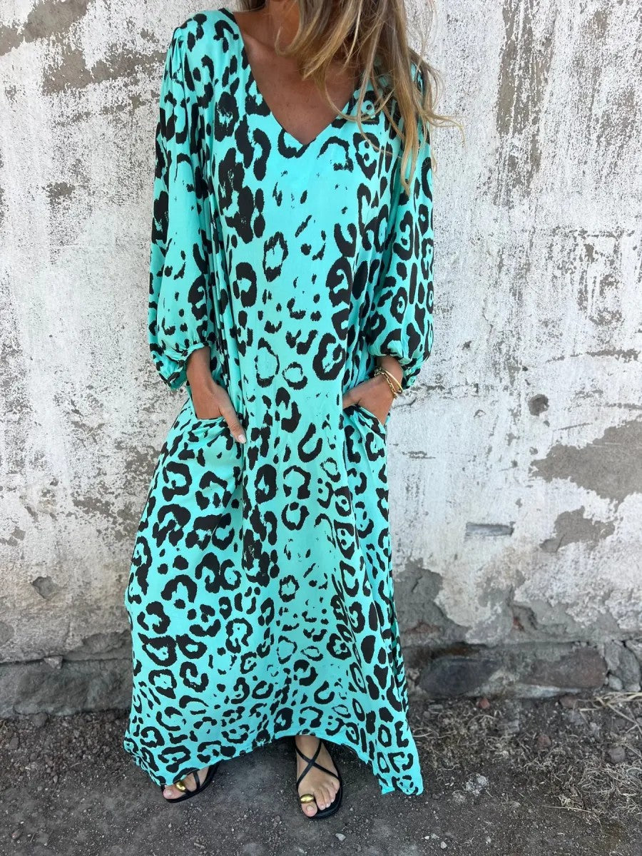 Robe maxi pour femmes avec décolleté V profond et poches latérales Chic und Stil