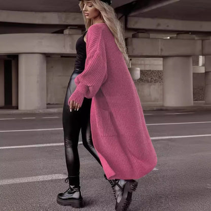 Dames Gros tricot Gilet avec design côtelé et grandes poches Chic und Stil