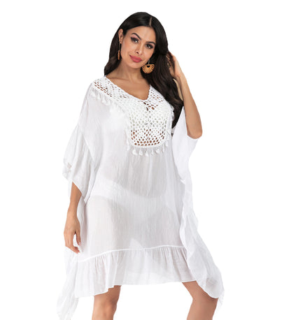 Dames Détail en Crochet Plage Kaftan Couvrir-Up Chic und Stil