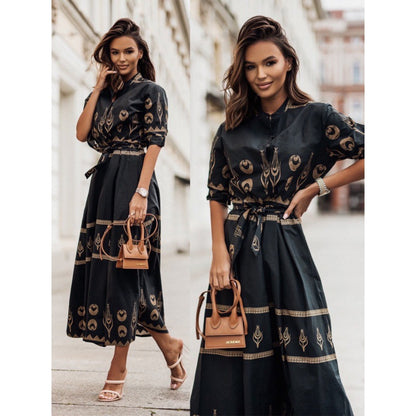 Robe maxi bohémienne pour femmes avec broderie détaillée Chic und Stil