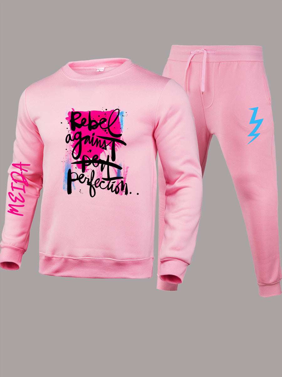 Women's sporty sweatshirt and jogging pants set with urban graphic print Chic and Style