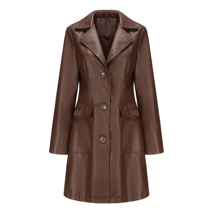 Blazer en faux cuir tendance pour femmes avec poches pratiques Chic und Stil
