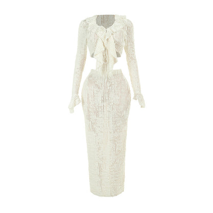 Robe maxi en tricot pour femme avec des détails découpés Chic und Stil