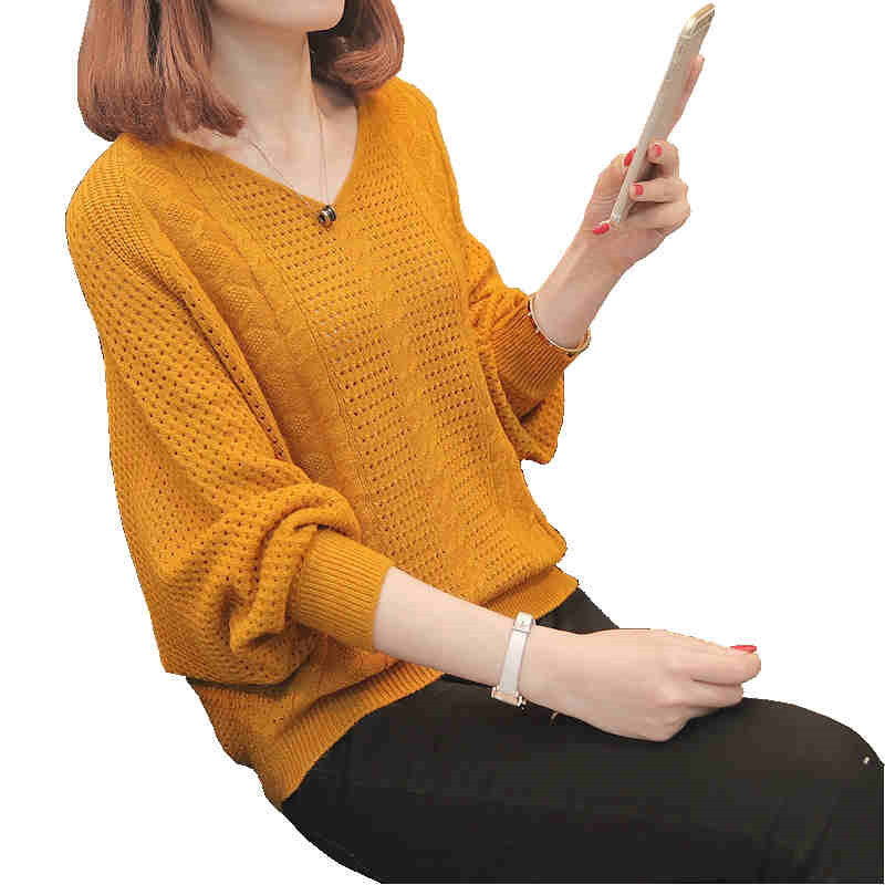 Pull léger en tricot pour femmes avec décolleté en V et motif ajouré Chic und Stil