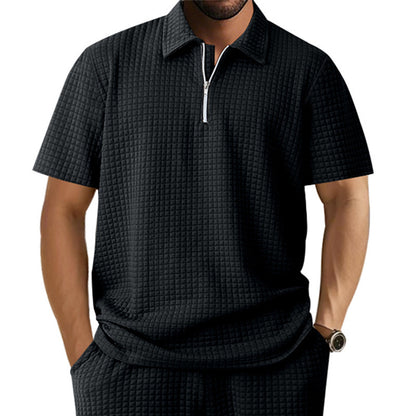 Chemise polo pour hommes avec un design de structure innovant et une demi-fermeture éclair Chic und Stil
