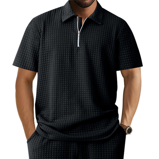 Chemise polo pour hommes avec un design de structure innovant et une demi-fermeture éclair Chic und Stil