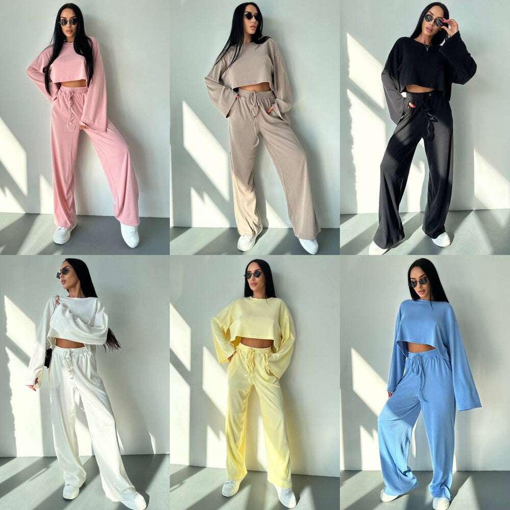 Casual women top cropped top and loose leisure pants Chic and Style