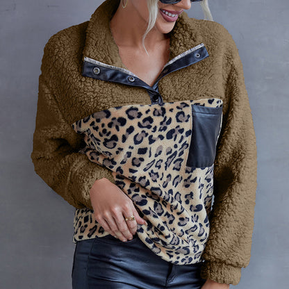 Femme Pull en polaire douillet avec détails en suède Chic und Stil