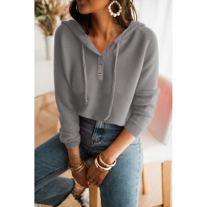 Women's hooded sweatshirt in structured fabric with trendy button details Chic und Stil