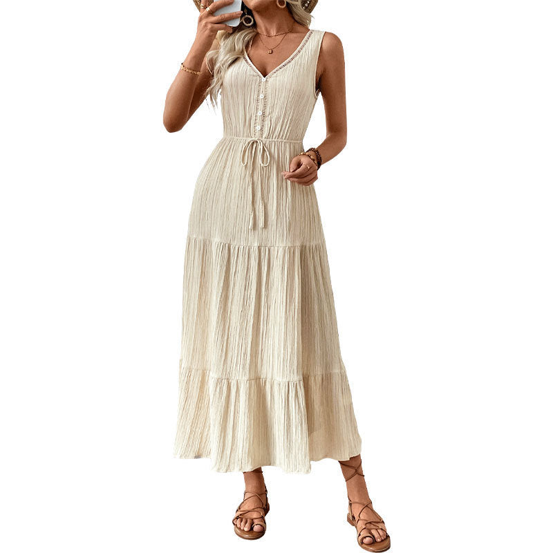Femme Ceinture à nouer réglable Robe maxi à étages Chic und Stil