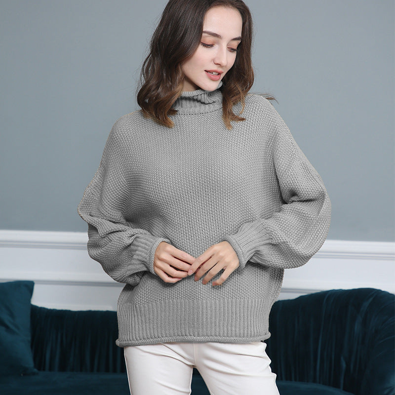 Pull femme en grosse maille avec col roulé et coupe aérienne Chic und Stil