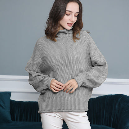 Pull femme en grosse maille avec col roulé et coupe aérienne Chic und Stil
