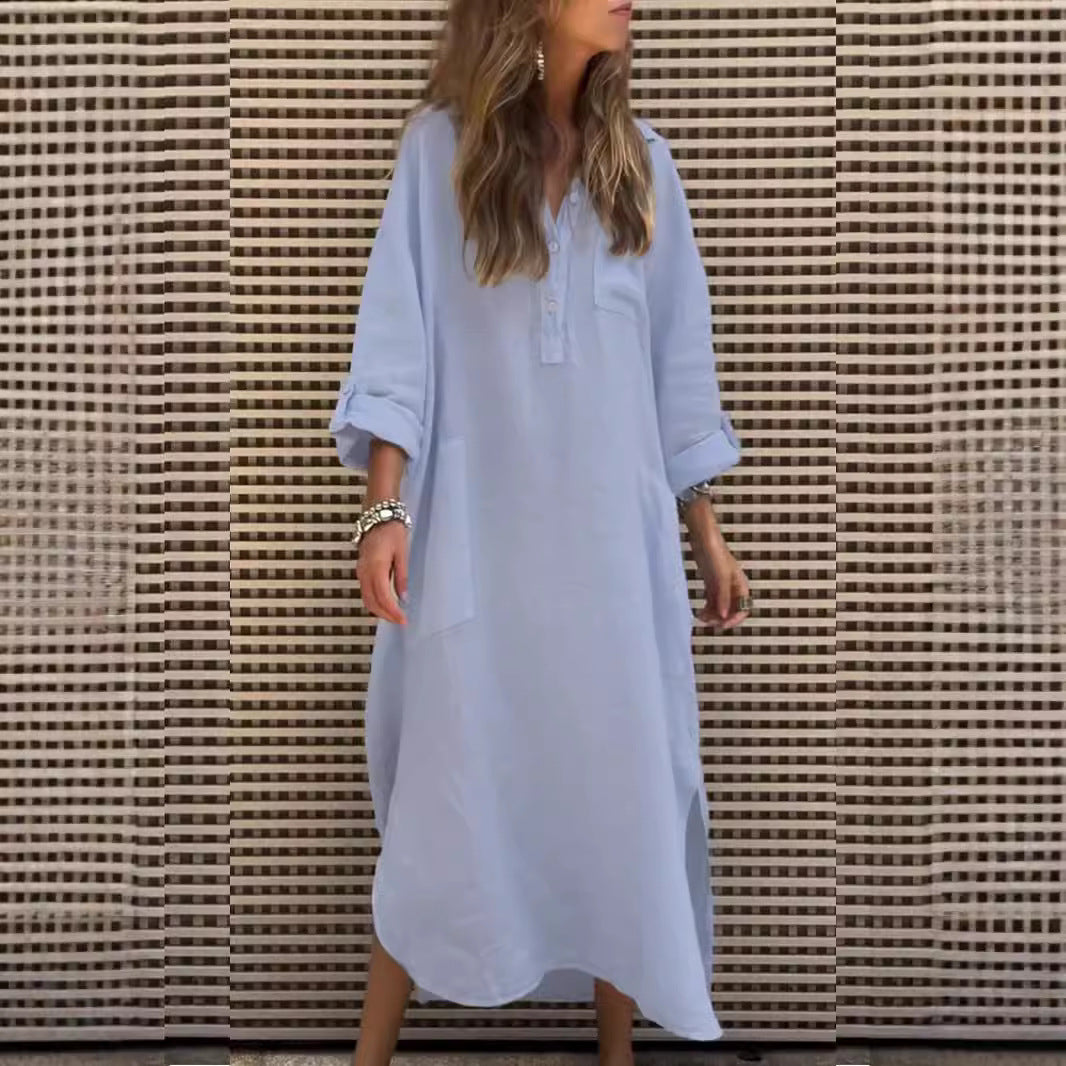 Robe chemise décontractée pour femmes avec fermeture à boutons et poches pratiques Chic und Stil