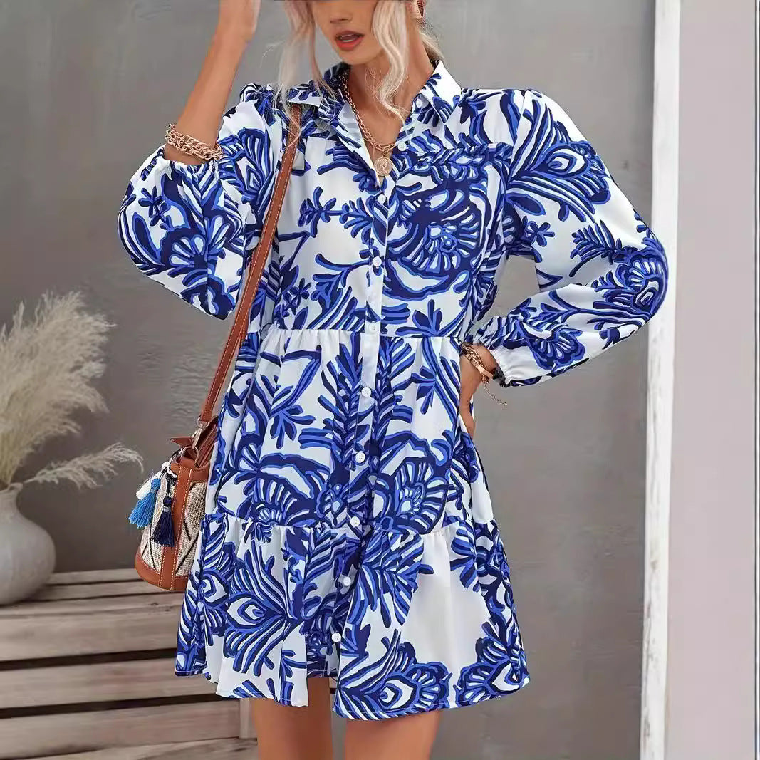 Robe chemise pour femme avec jupe volumineuse et motif floral Chic und Stil