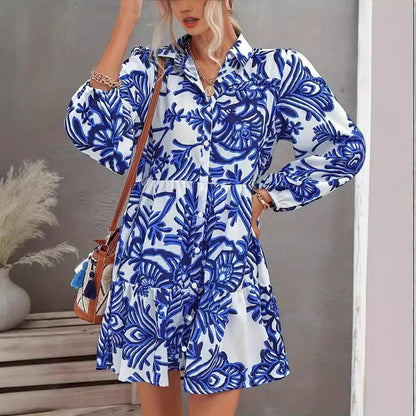 Robe chemise pour femme avec jupe volumineuse et motif floral Chic und Stil
