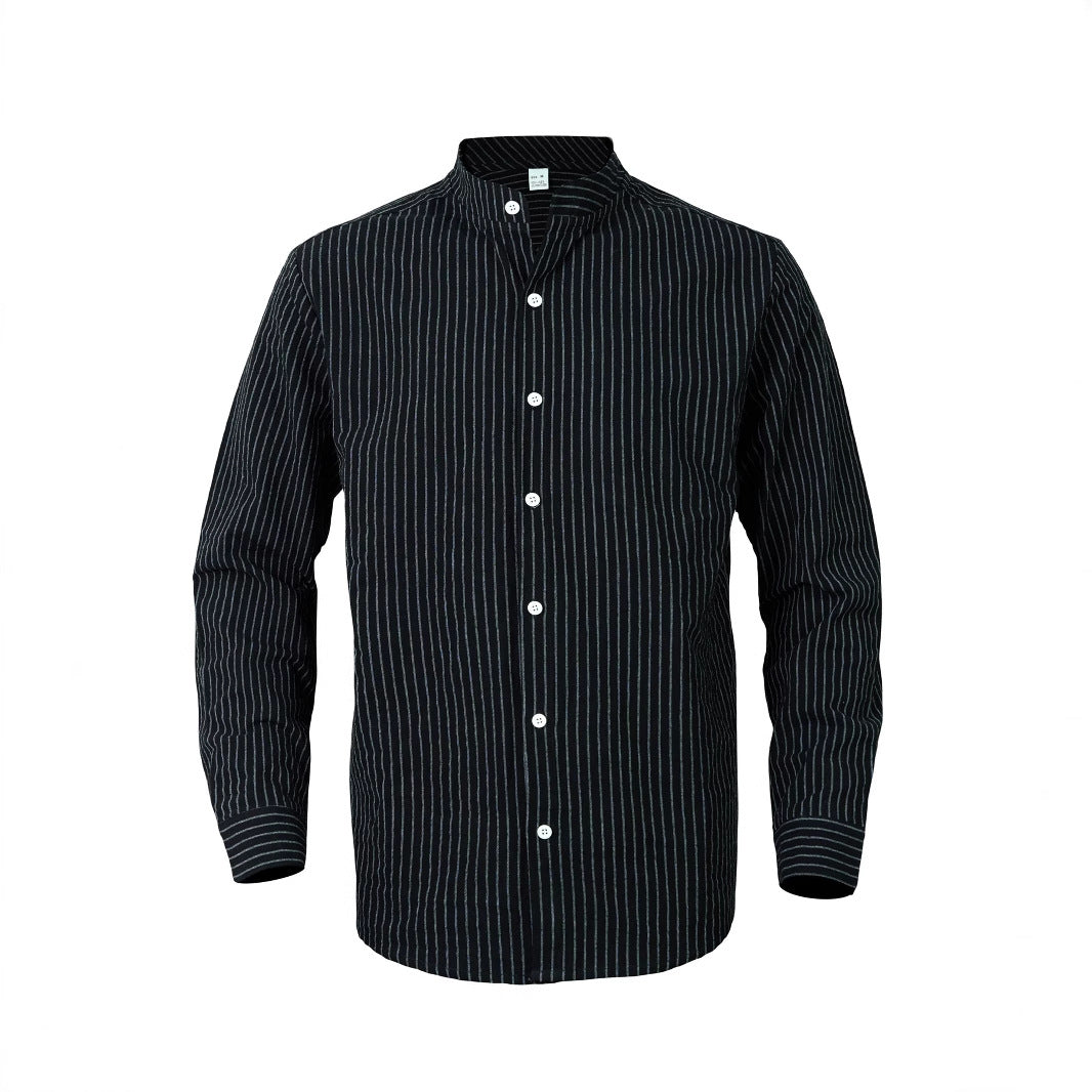 Chemise élégante pour hommes avec col montant et fines rayures Chic und Stil