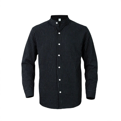 Chemise élégante pour hommes avec col montant et fines rayures Chic und Stil