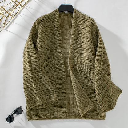 Veste en tricot aérienne pour femmes avec grandes poches et manches ouvertes Chic und Stil