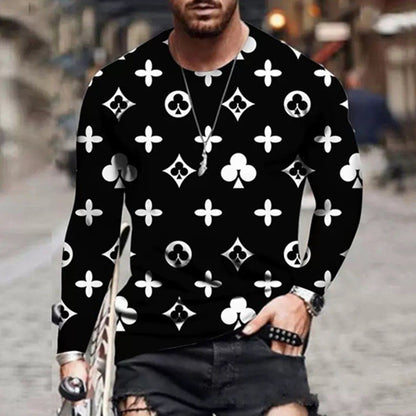 Chemise à manches longues pour hommes avec un design créatif et des symboles colorés Chic und Stil