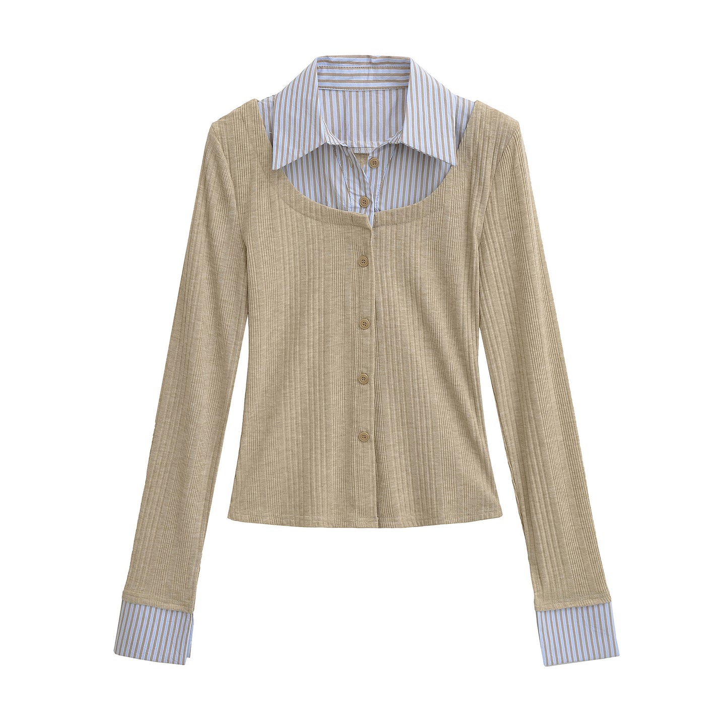 Chemise à manches longues pour femmes avec un design structuré moderne et un col de chemise classique Chic und Stil