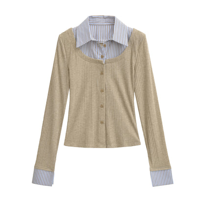 Chemise à manches longues pour femmes avec un design structuré moderne et un col de chemise classique Chic und Stil