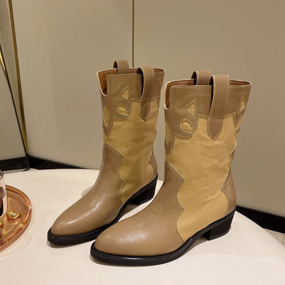 Bottines pour femmes de style cowboy avec un design unique et un talon compact Chic und Stil