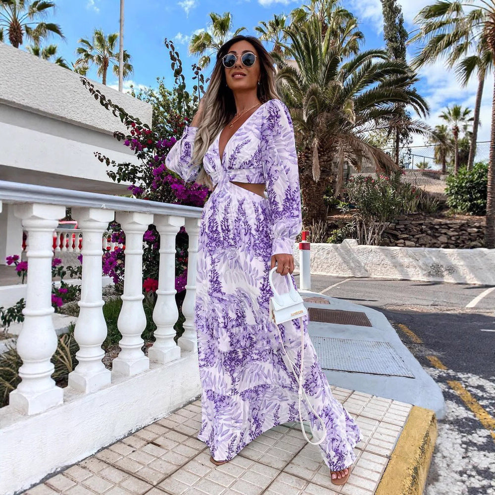 Robe maxi femme avec coupe ludique et design floral Chic und Stil