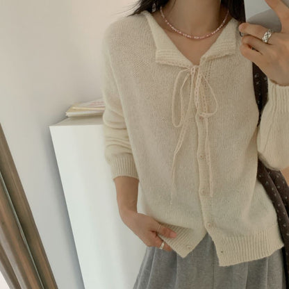 Cardigan en tricot décontracté pour femmes avec cordon de serrage et structure fine Chic und Stil