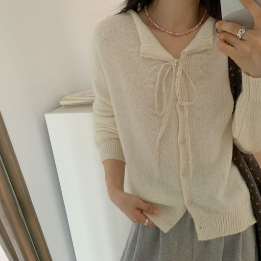 Cardigan en tricot décontracté pour femmes avec cordon de serrage et structure fine Chic und Stil