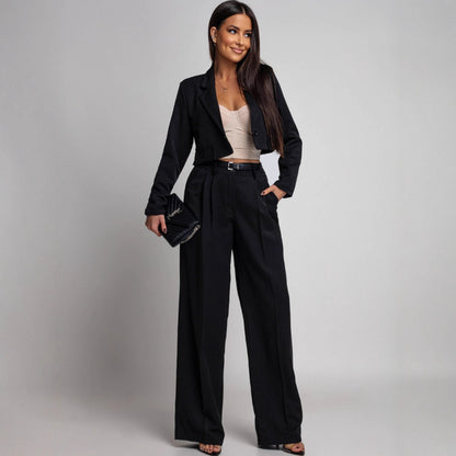 Soft jacket for women with wide pants Chic and Style