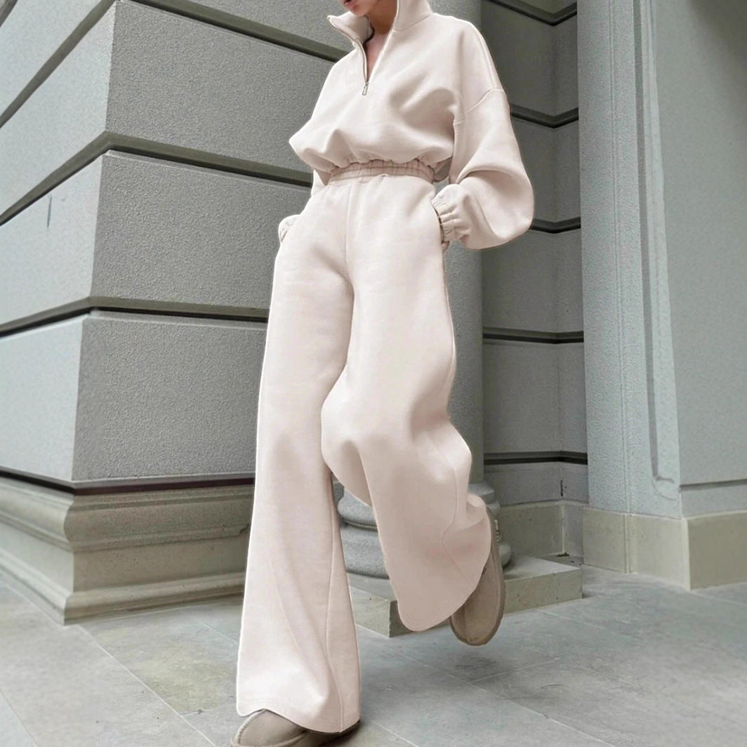 Dame hoodie en polaire avec demi-zip Chic und Stil