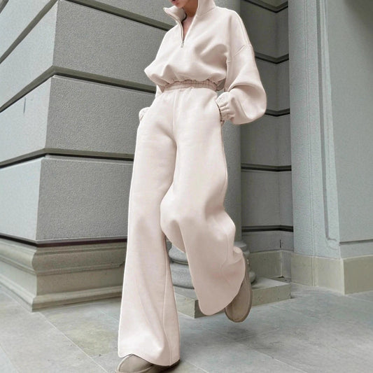 Dame hoodie en polaire avec demi-zip Chic und Stil