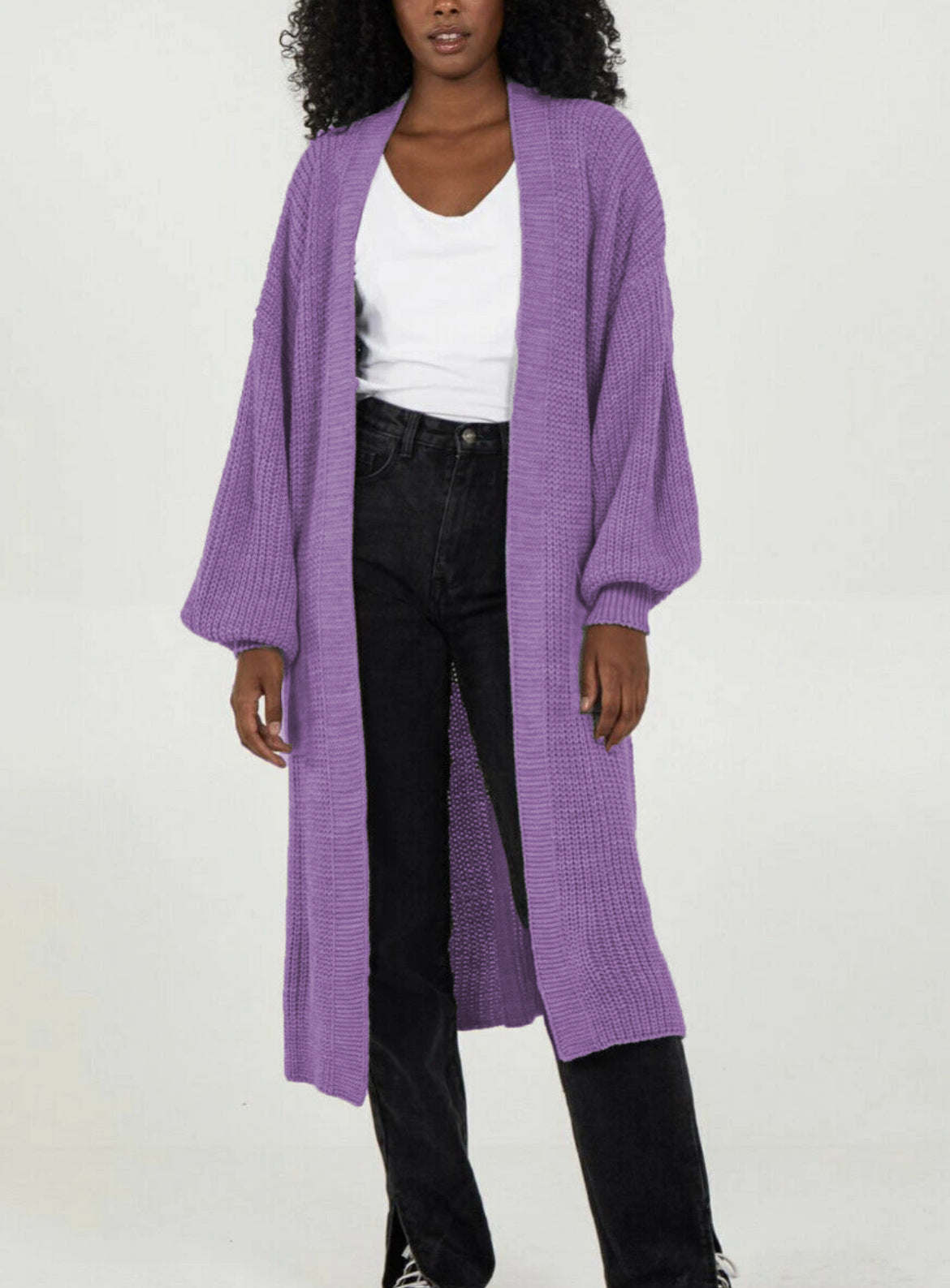 Cardigan en tricot grande taille pour femmes avec des manches volumineuses et une ouverture sur le devant Chic und Still
