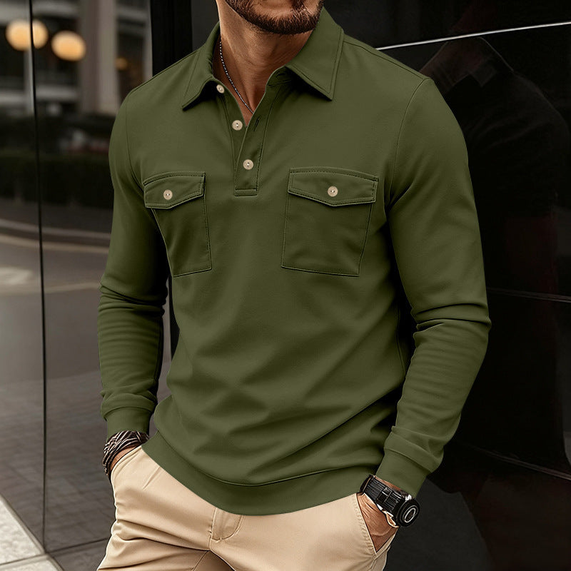 Chemise à manches longues pour hommes avec poches poitrine pratiques et décolleté Henley moderne Chic und Stil