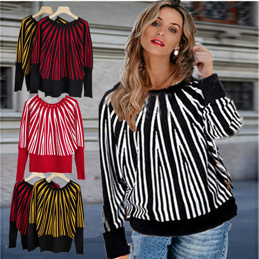 Dames pull doux avec un motif rayé moderne et une coupe ample Chic und Stil