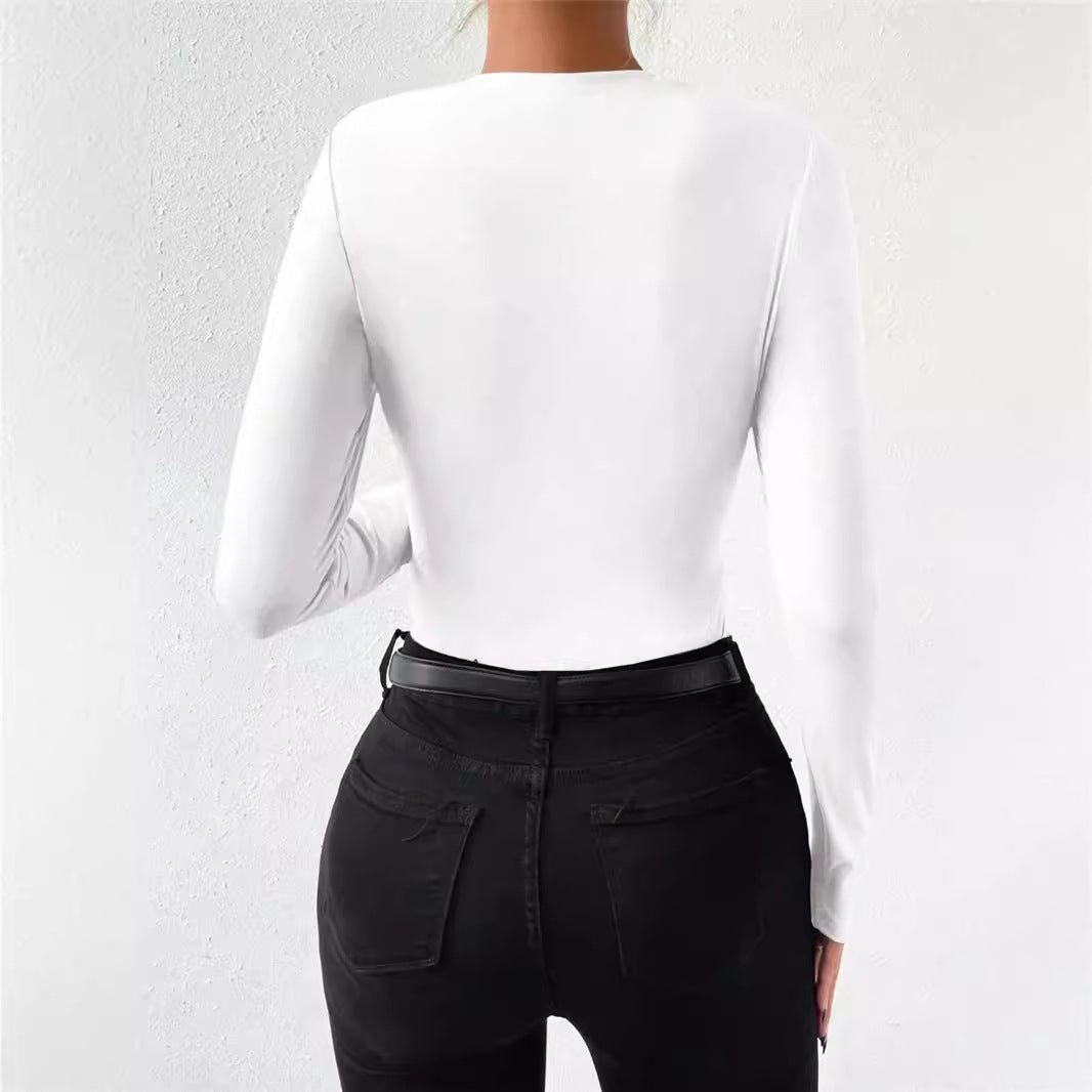 Dames body à manches longues avec drapé élégant Chic und Stil