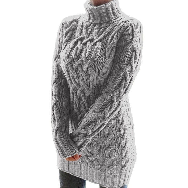 Pull-over en grosse maille pour femmes avec col montant et motif en torsade Chic und Stil