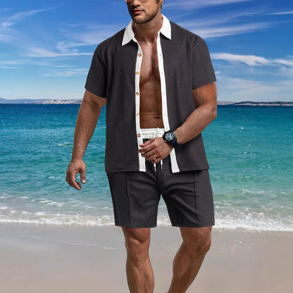 Homme ensemble de chemise à manches courtes décontractée et de shorts au design structuré Chic und Stil