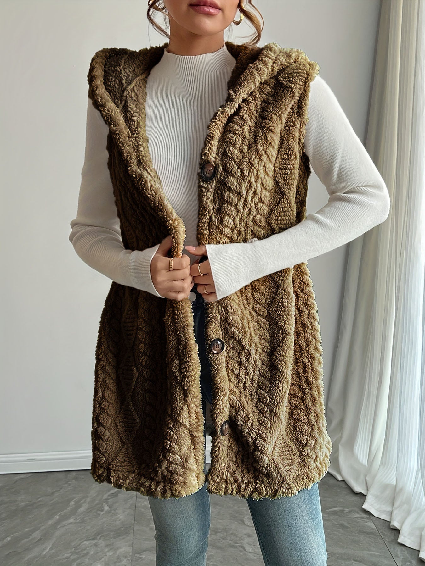 Dames gilet long douillet Chic und Stil