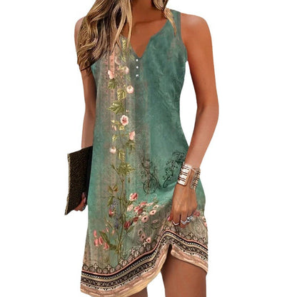 Robe d'été élégante pour femmes avec décolleté en V profond et motif séduisant Chic und Stil