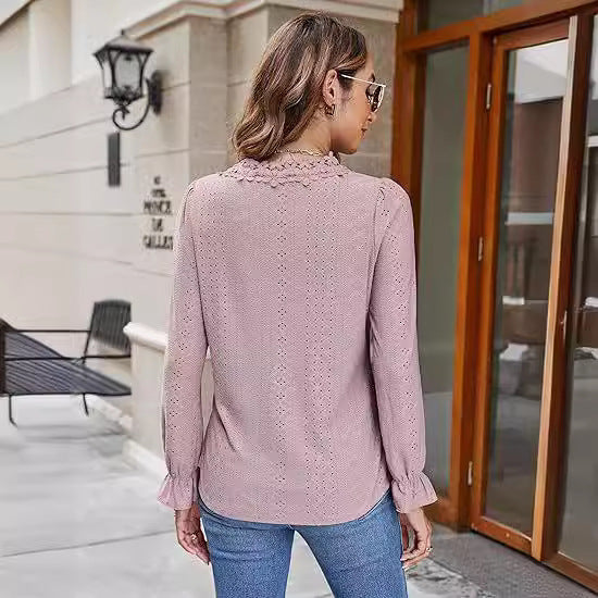 Dames élégante blouse avec design floral et décolleté en V Chic und Stil