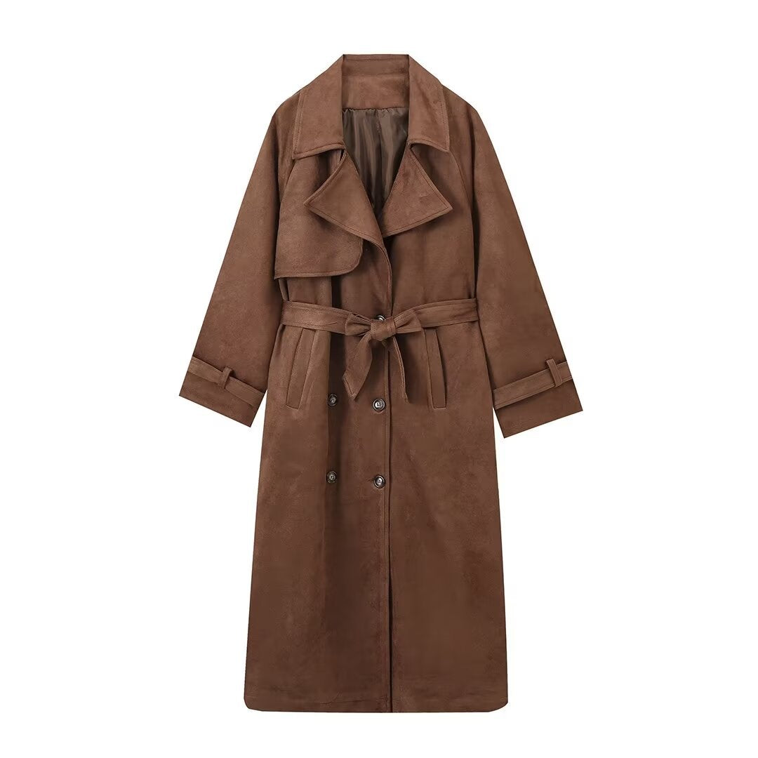 Dames élégant trench-coat en suède de haute qualité Chic und Stil