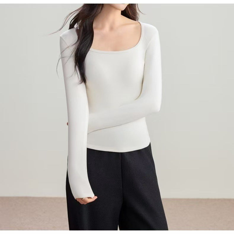 Femmes haut à manches longues avec décolleté carré Chic & Stil
