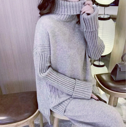 Femme Pull en tricot doux avec col haut et coupe décontractée Chic und Stil