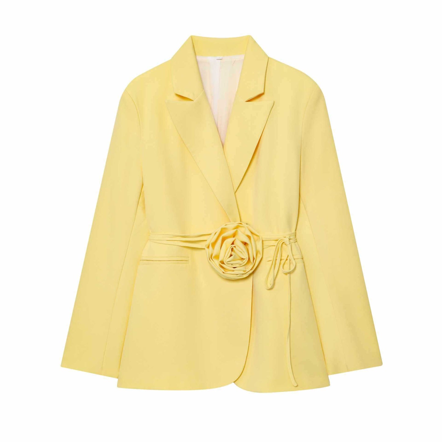 Dames blazer élégant avec ceinture attachée décorative et accents floraux Chic und Stil